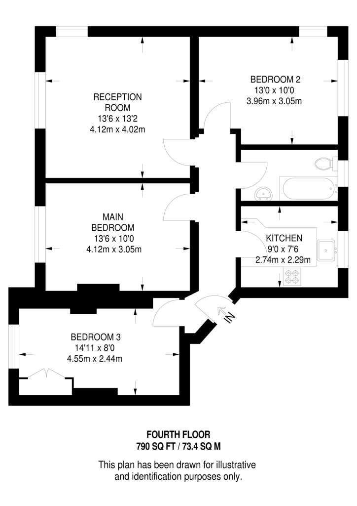 3 bedroom flat to rent - floorplan