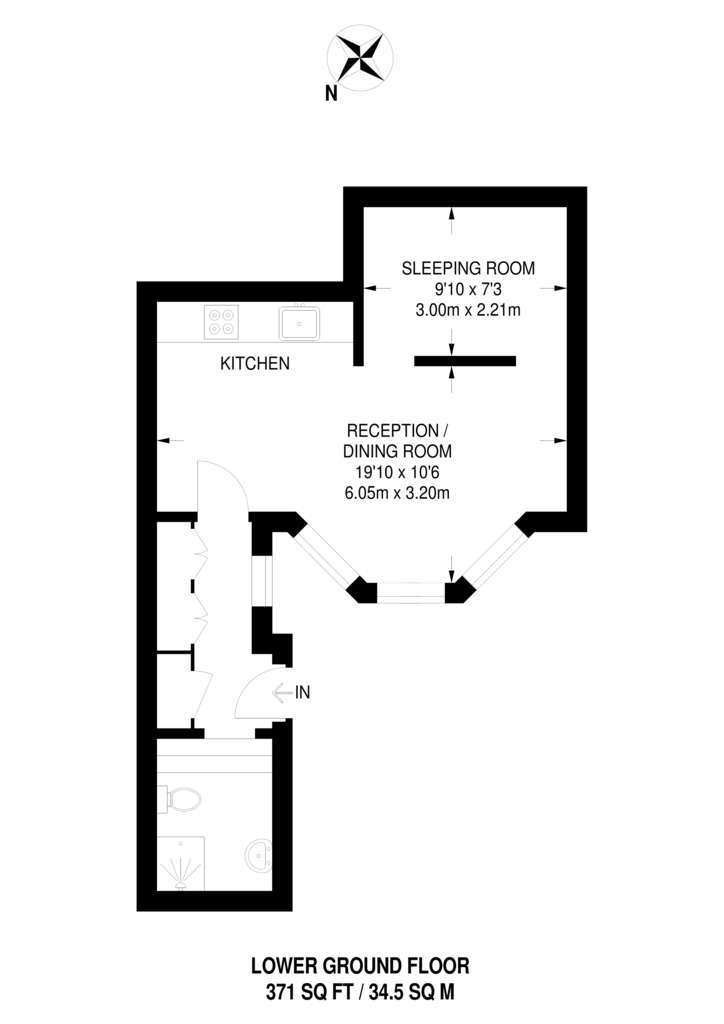 Studio flat to rent - floorplan