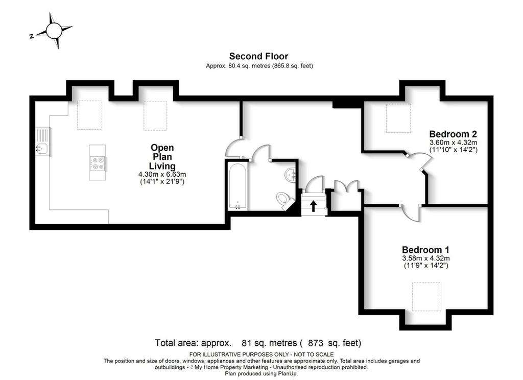 2 bedroom flat for sale - floorplan