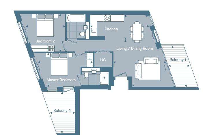 2 bedroom flat to rent - floorplan