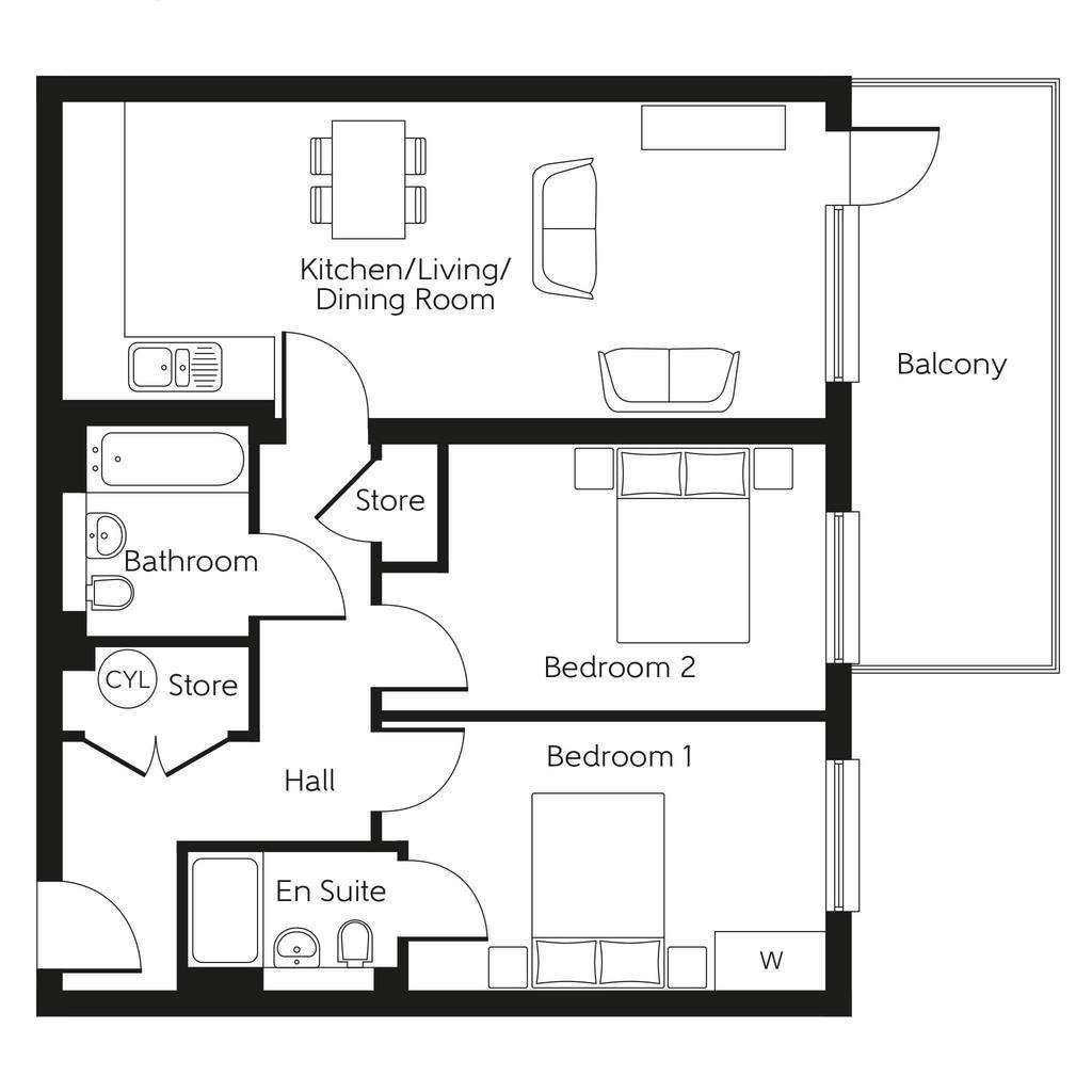 2 bedroom flat for sale - floorplan