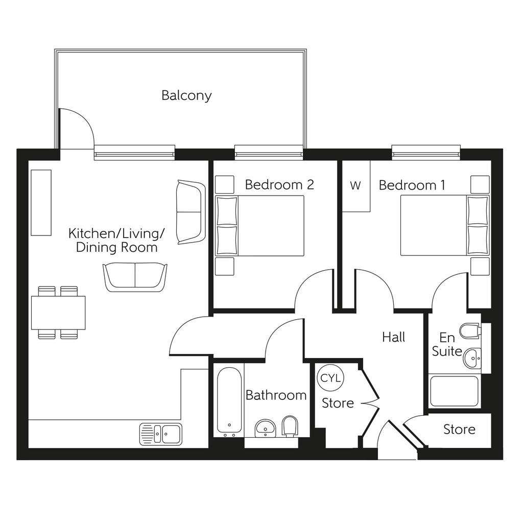 2 bedroom flat for sale - floorplan