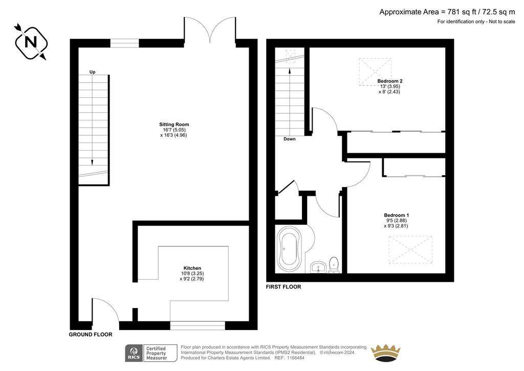 2 bedroom end of terrace house for sale - floorplan