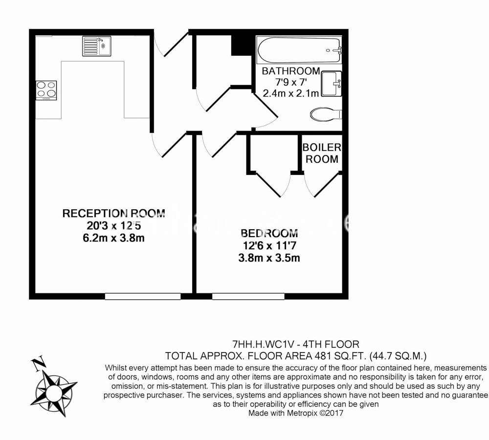 1 bedroom flat to rent - floorplan