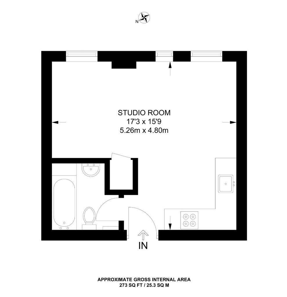 Studio flat to rent - floorplan