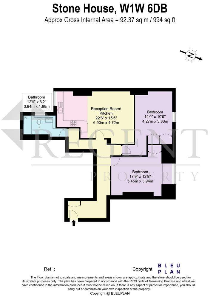 2 bedroom flat to rent - floorplan