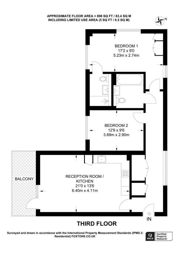 2 bedroom flat to rent - floorplan