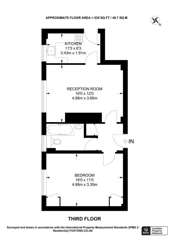 1 bedroom flat to rent - floorplan