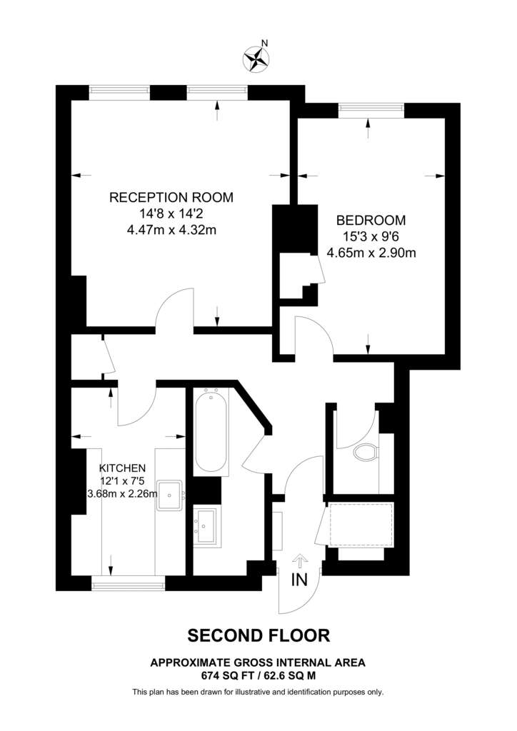 1 bedroom flat to rent - floorplan