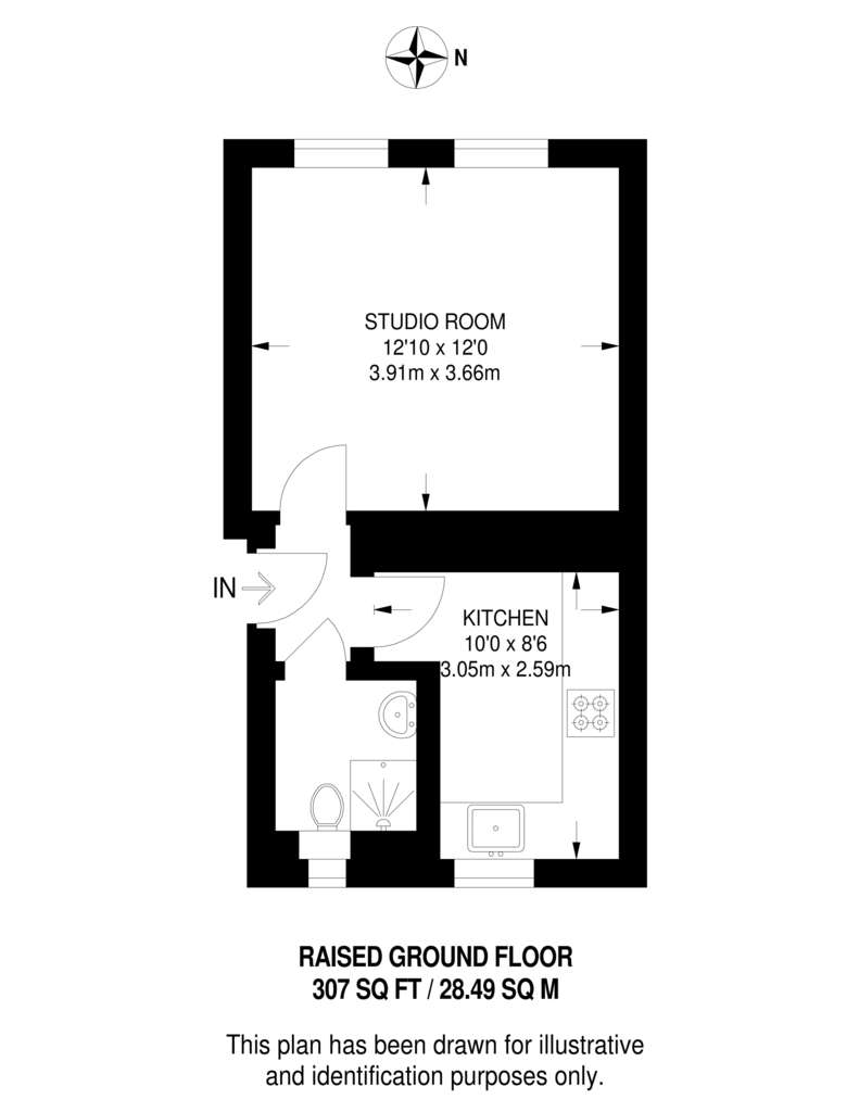 Studio flat to rent - floorplan