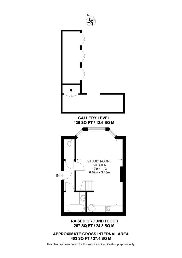 Studio flat to rent - floorplan