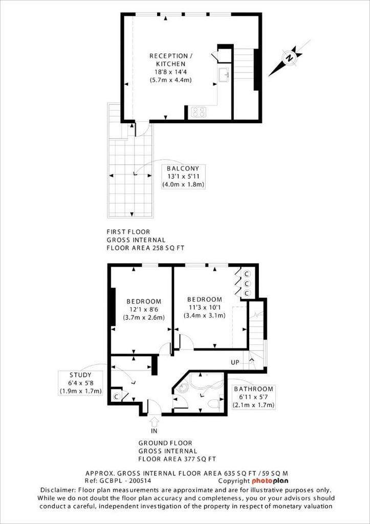 2 bedroom flat to rent - floorplan