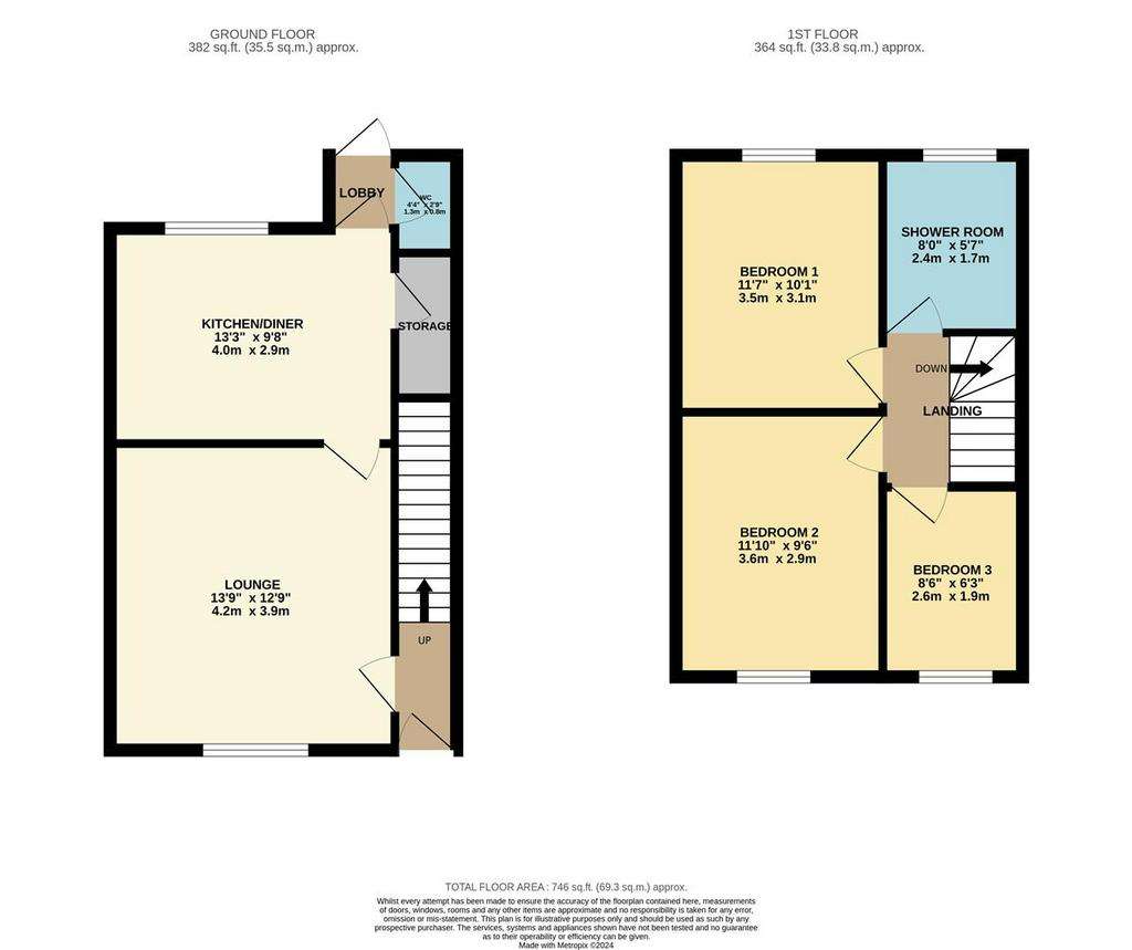 3 bedroom semi-detached house for sale - floorplan