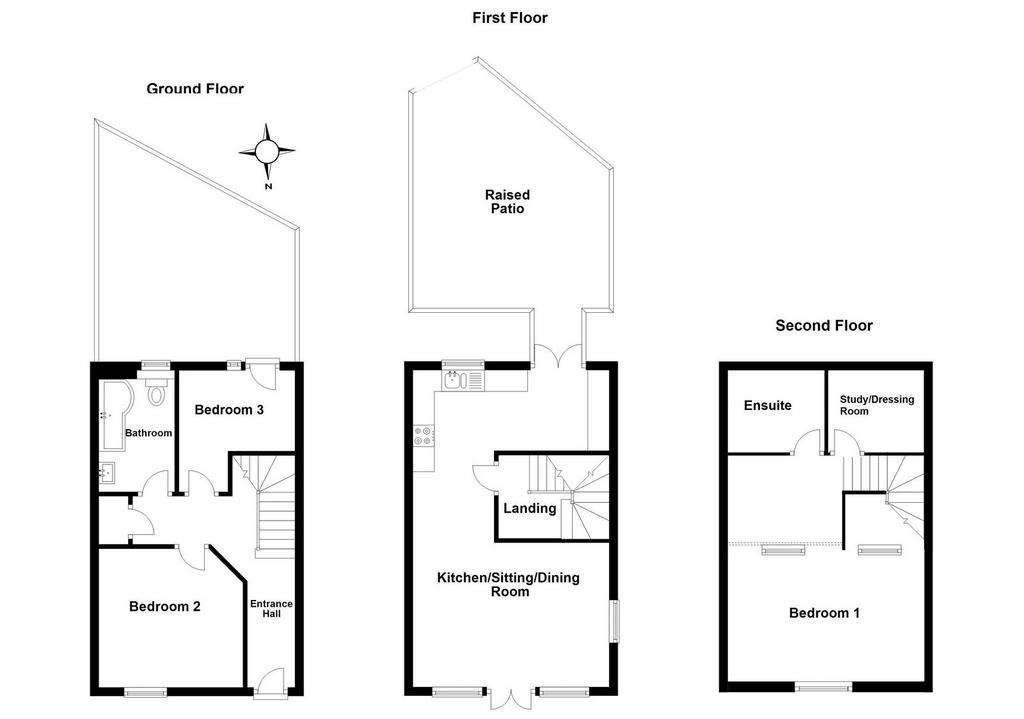 3 bedroom terraced house for sale - floorplan