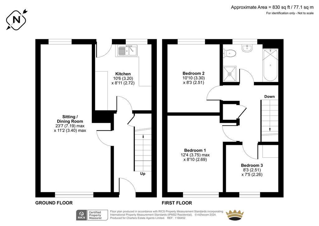 3 bedroom terraced house for sale - floorplan