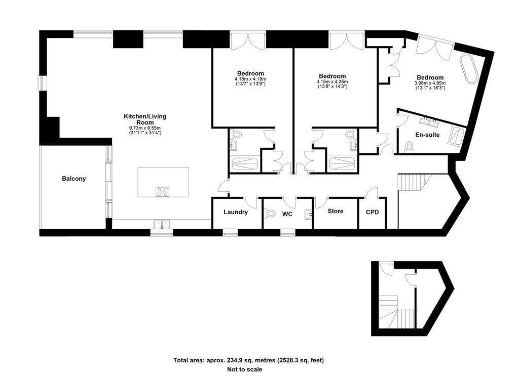 3 bedroom flat for sale - floorplan