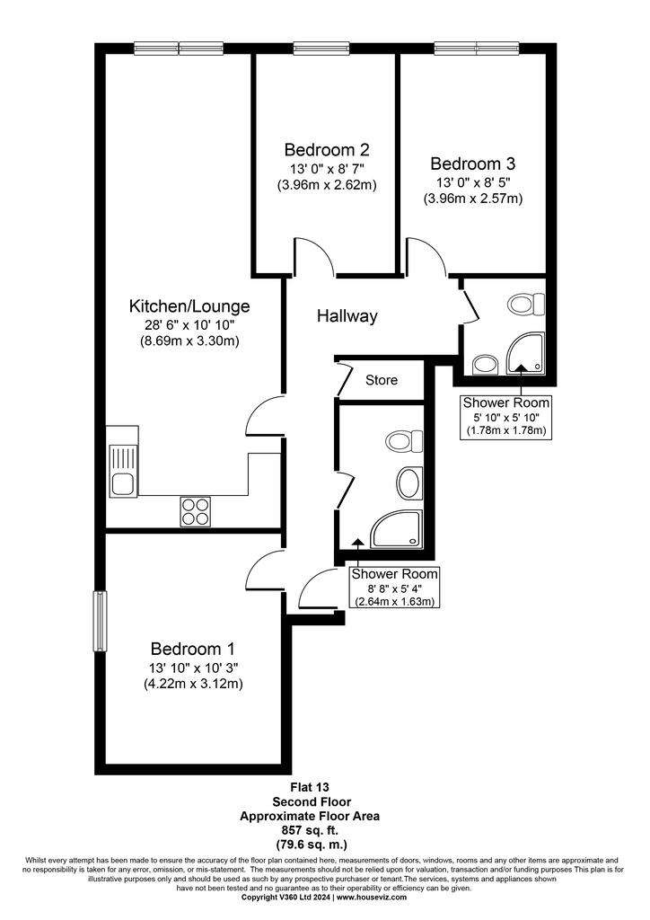 3 bedroom flat to rent - floorplan