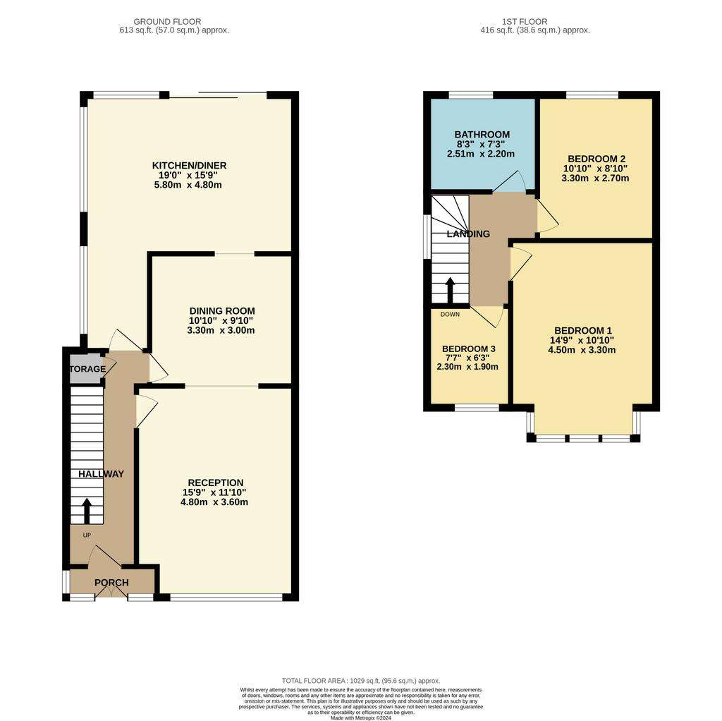 3 bedroom semi-detached house for sale - floorplan