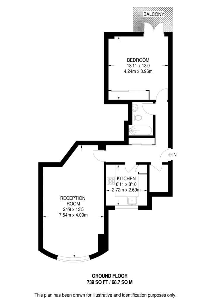 1 bedroom flat to rent - floorplan