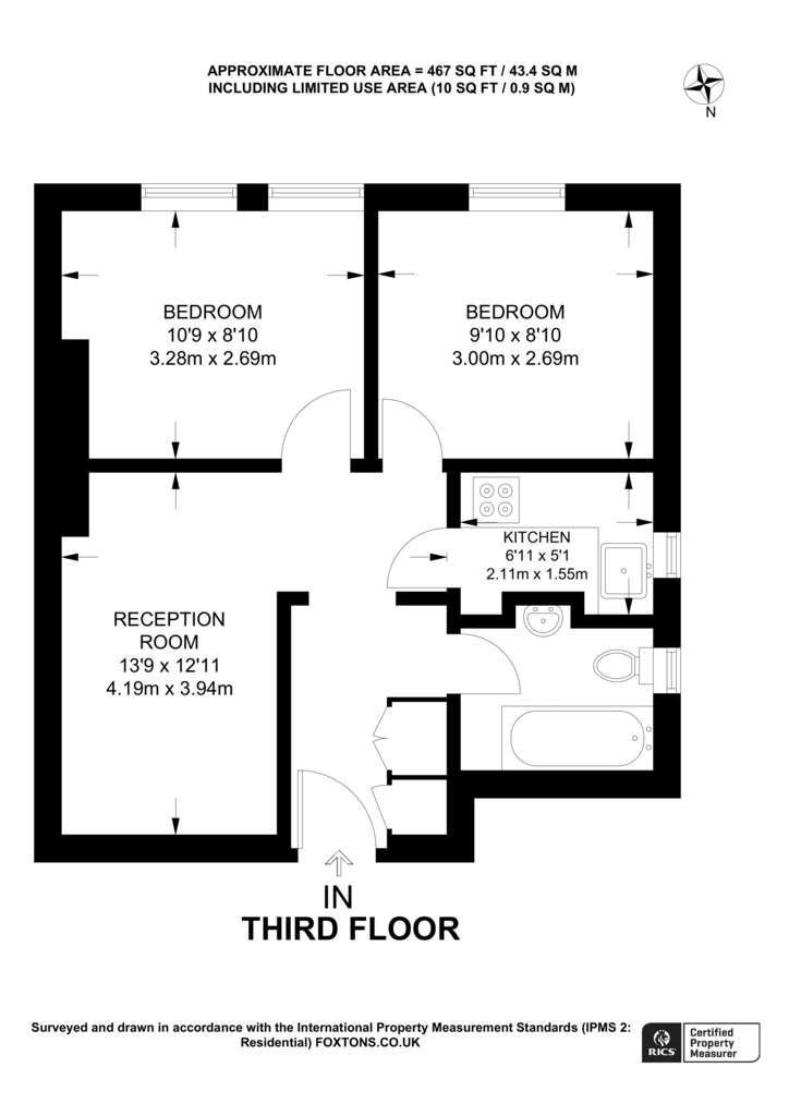 2 bedroom flat to rent - floorplan