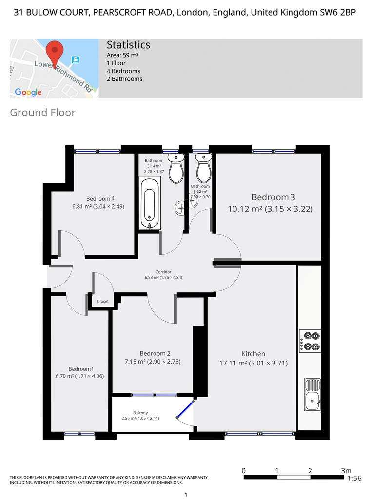 4 bedroom flat to rent - floorplan