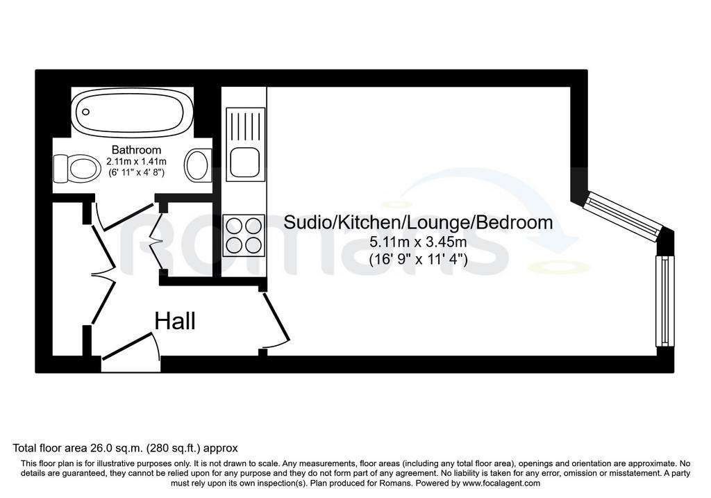 1 bedroom flat to rent - floorplan