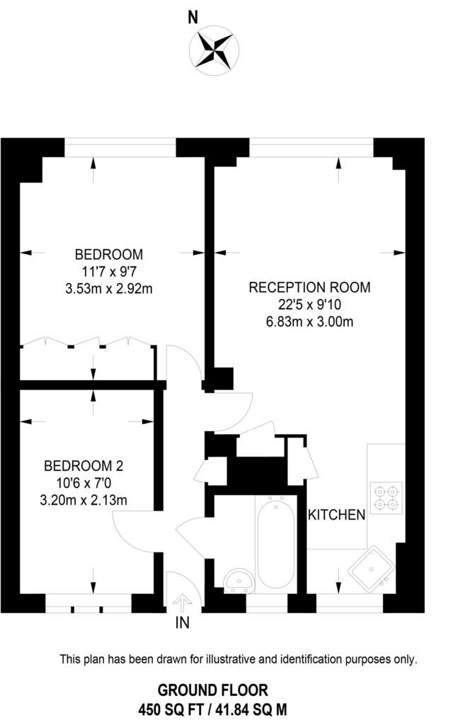 2 bedroom flat to rent - floorplan