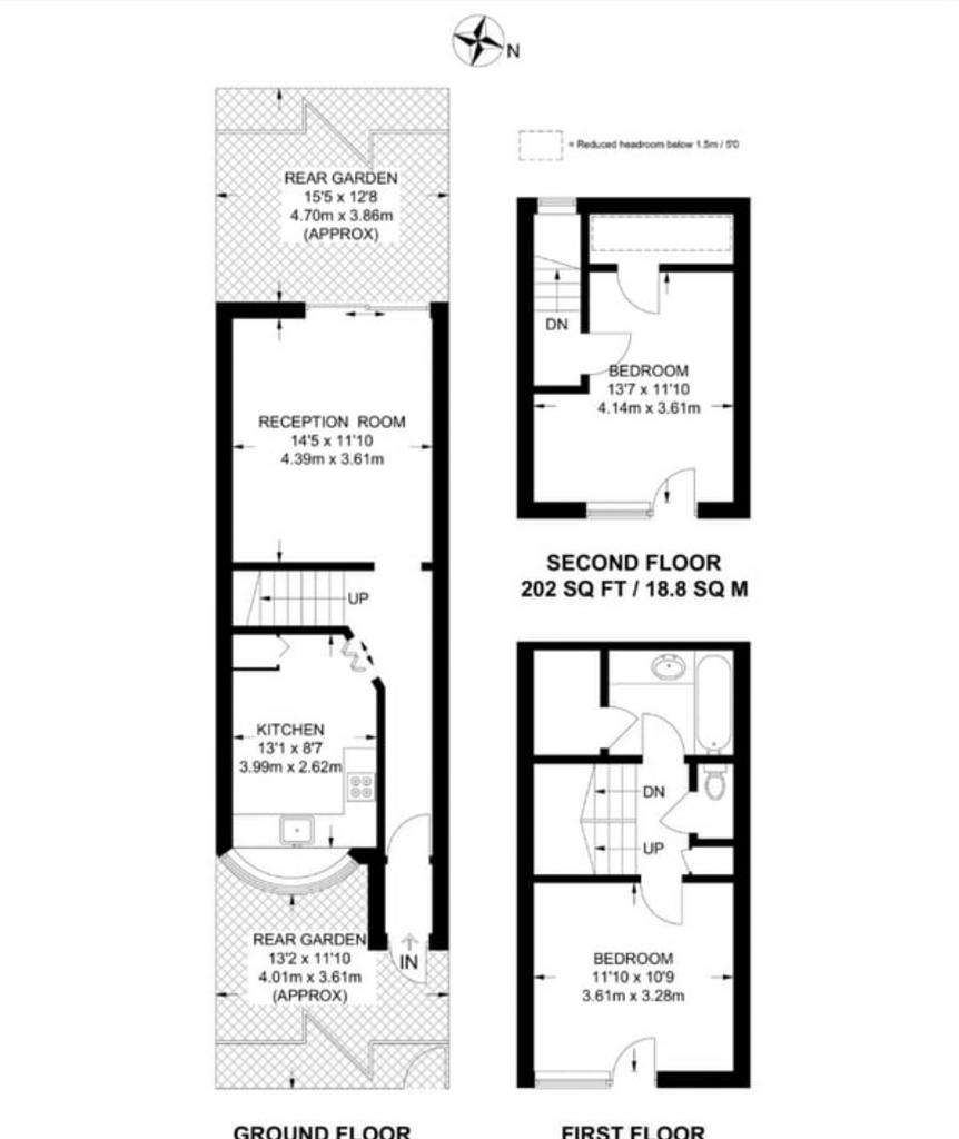 2 bedroom terraced house to rent - floorplan