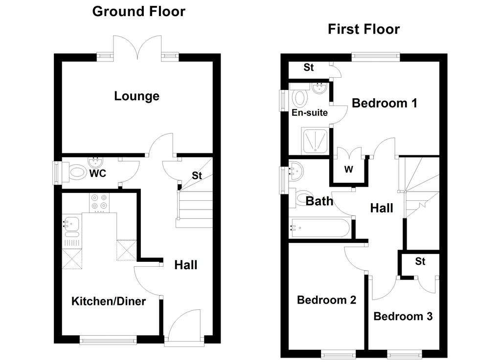 3 bedroom semi-detached house for sale - floorplan