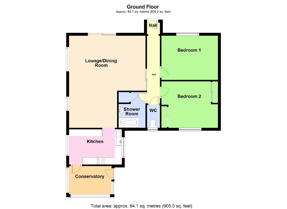 2 bedroom bungalow for sale - floorplan