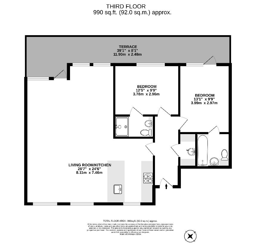 2 bedroom flat for sale - floorplan