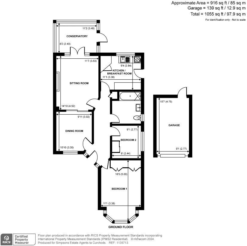 2 bedroom bungalow for sale - floorplan