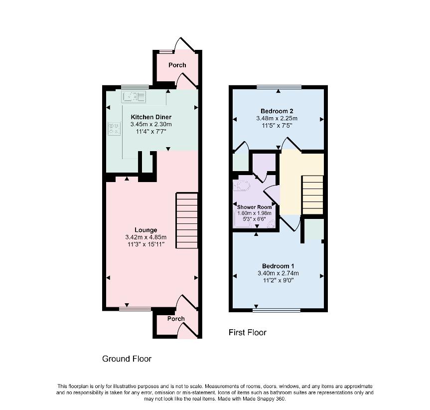 2 bedroom terraced house for sale - floorplan