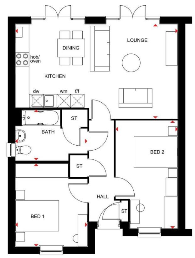 2 bedroom semi-detached house for sale - floorplan