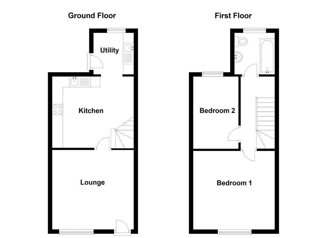 2 bedroom terraced house for sale - floorplan