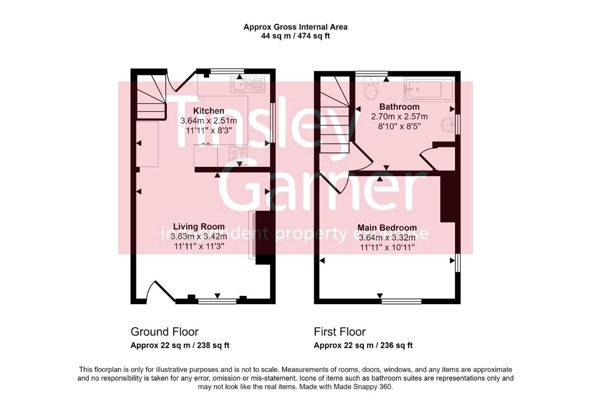 1 bedroom end of terrace house for sale - floorplan