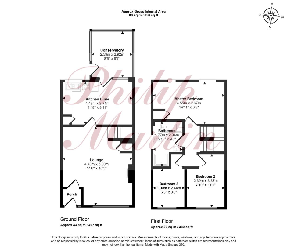 3 bedroom semi-detached house for sale - floorplan