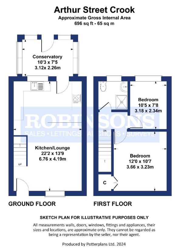 2 bedroom terraced house for sale - floorplan