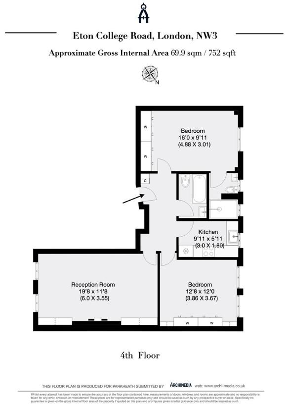 2 bedroom flat for sale - floorplan