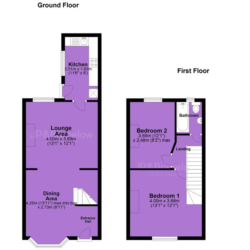 2 bedroom terraced house for sale - floorplan