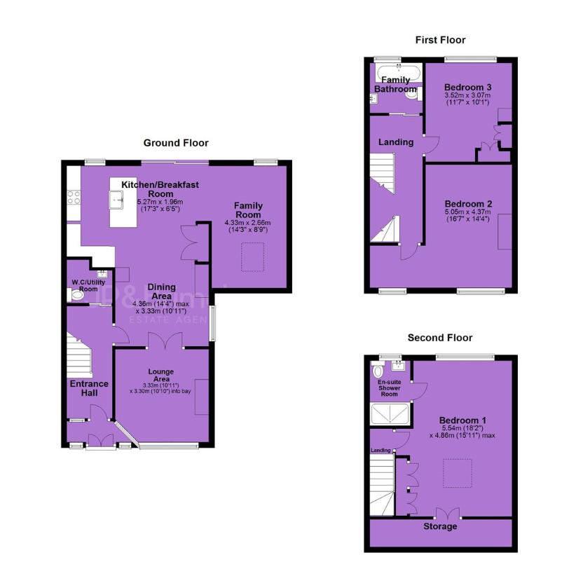 3 bedroom end of terrace house for sale - floorplan