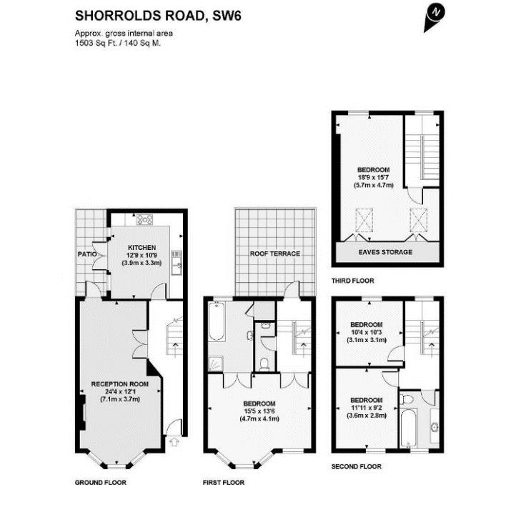 4 bedroom terraced house for sale - floorplan