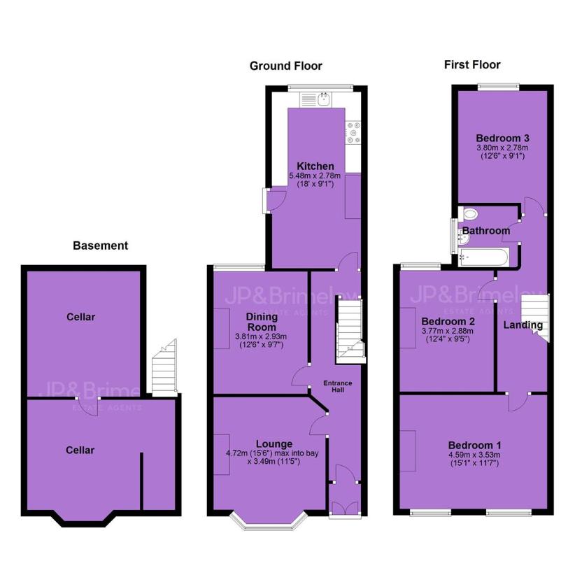 3 bedroom end of terrace house for sale - floorplan