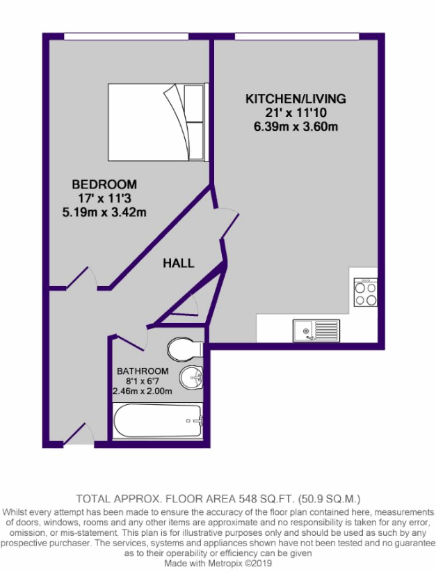 1 bedroom flat for sale - floorplan