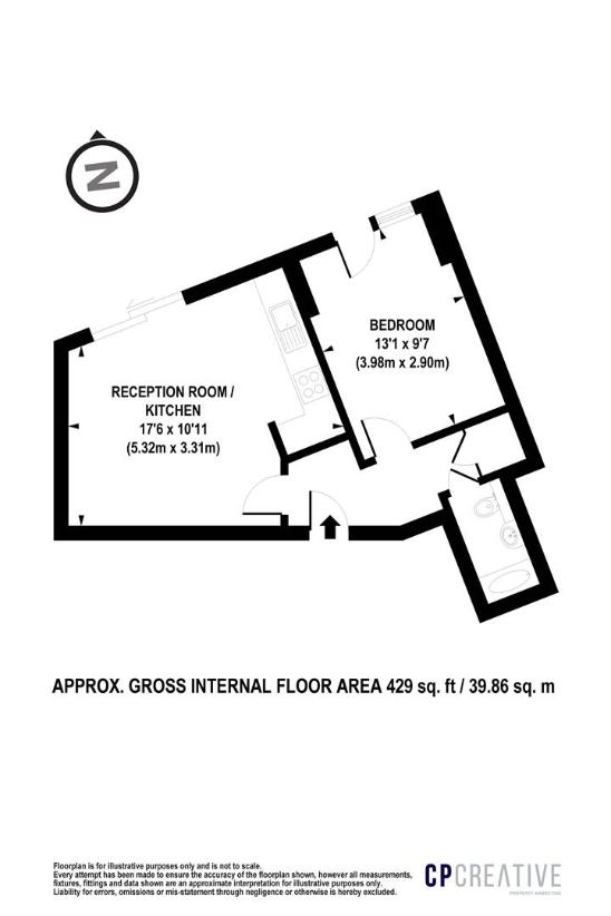 1 bedroom flat for sale - floorplan