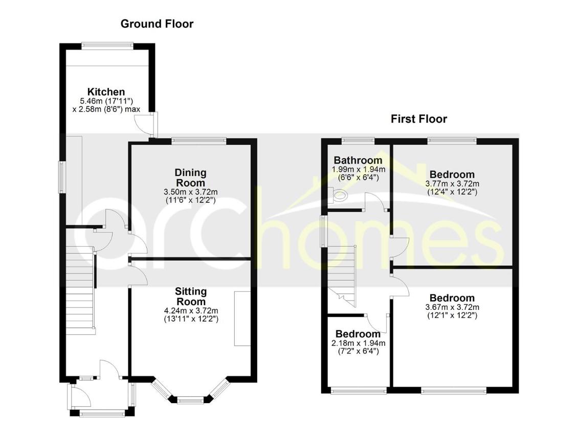 3 bedroom semi-detached house for sale - floorplan