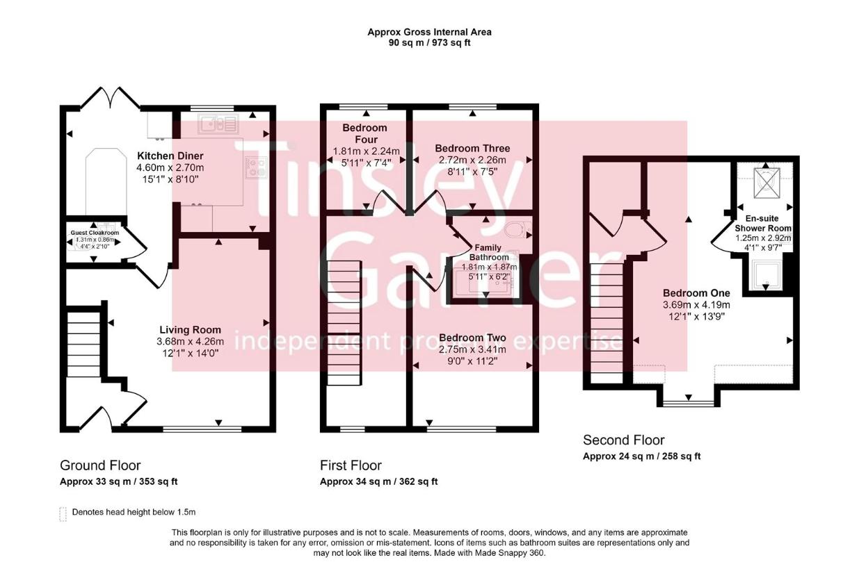 4 bedroom town house for sale - floorplan