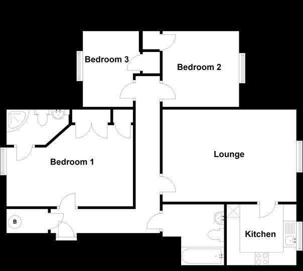 3 bedroom flat for sale - floorplan