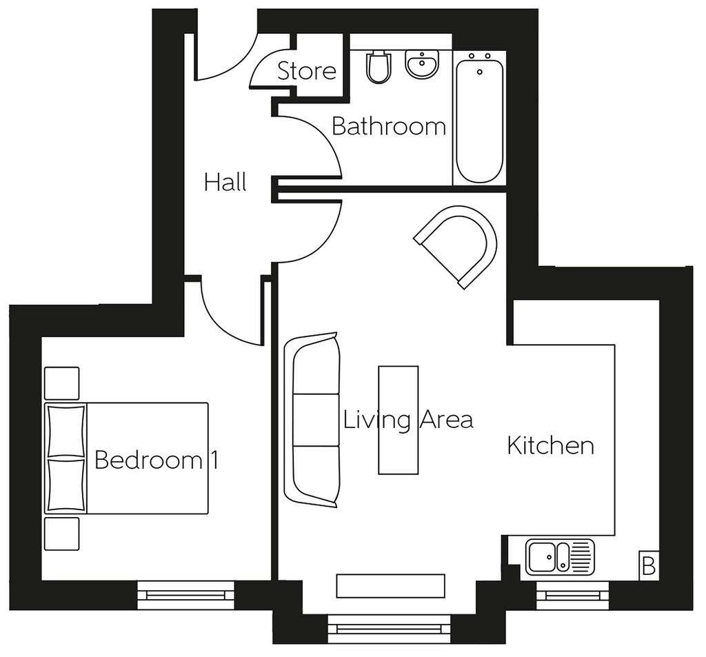 1 bedroom flat for sale - floorplan