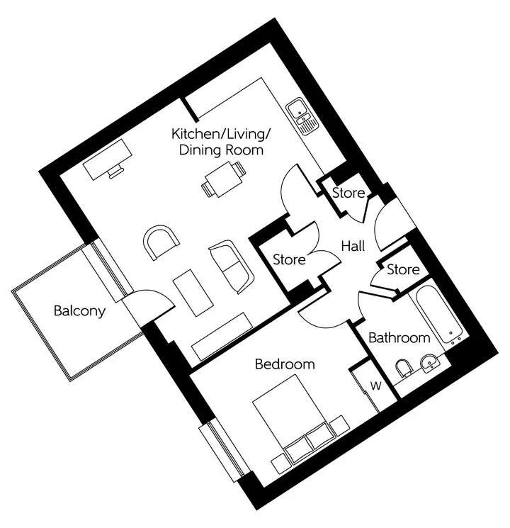 1 bedroom flat for sale - floorplan